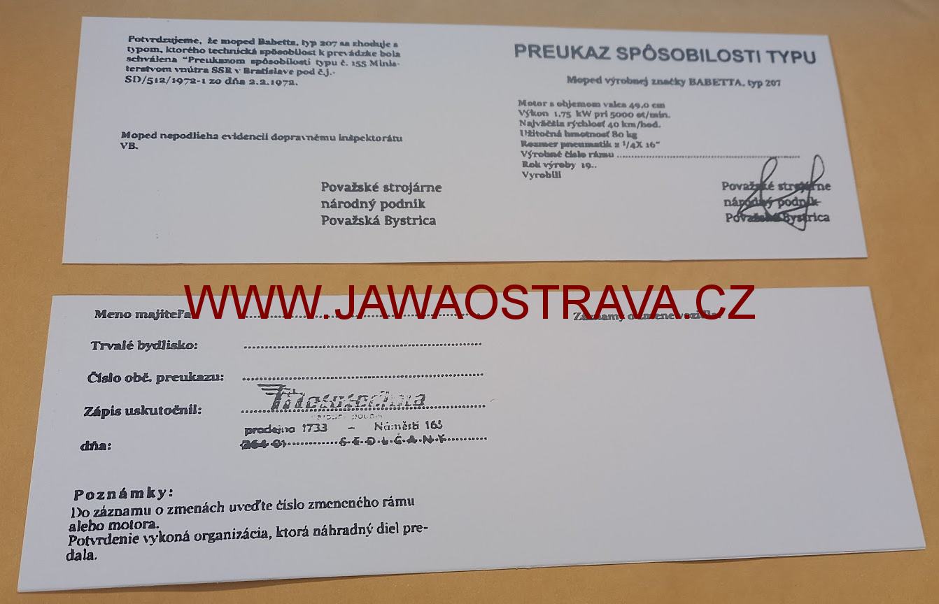 Kartička Babetta 207