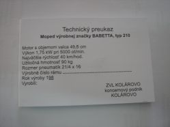 Kartička Babetta 210