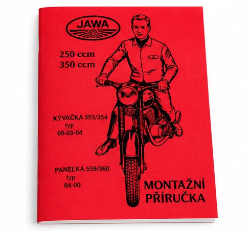 JAWA 250/350 Kývačka, Panelka – montážní příručka A4, 68 stran