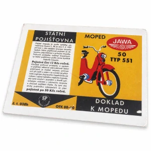 Kartička Jawetta 551 – replika dokladu k mopedu