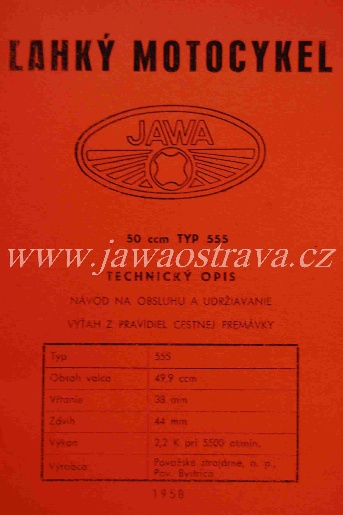 JAWA 555 Technický popis 1958